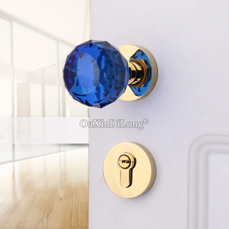 Top Luxury European Crystal Ball Lock Copper Interior Door Knobs Lock Living Room Bedroom Bathroom Mute Door Locks