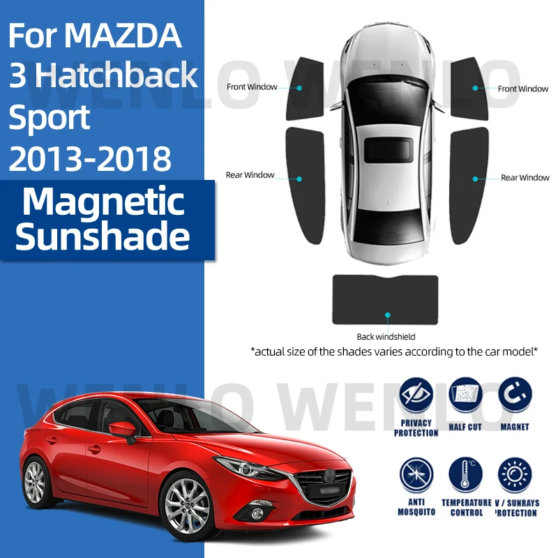 

For Mazda 3 Hatchback Sport 2014-2018 Windshield Visor Car Sunshade Magnetic Mesh Curtain Window Sunshield Nylon Cover Shield