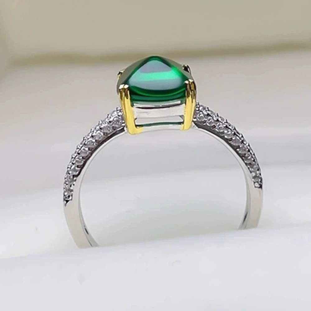 KQDANCE Real 925 sterling silver Mini 8mm created emerald ruby Diamond Rings with Blue/green/red stones Fine Jewelry 2021 Trend