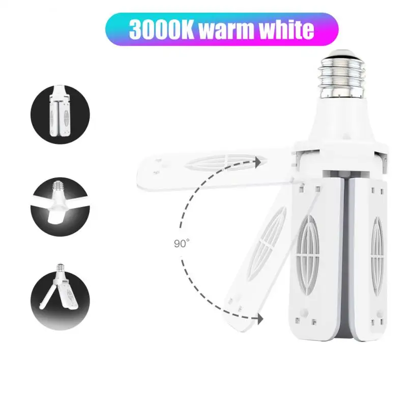 Led Fan Garage Light 40/30W E27 Super Bright Industrial Lighting Foldable Fan Blade Angle Adjustable For Home Garage Lighting