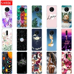 silicon case for oneplus 7T case cover for one plus 7T pro case etui cover for oneplus 7T pro case coque bag bumper 1+7T Flower