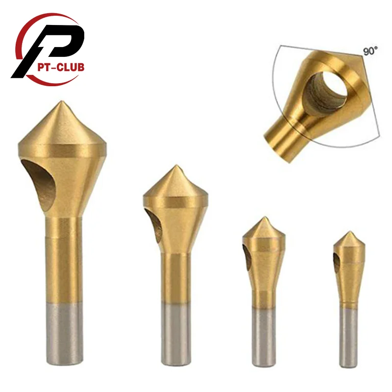 4Pcs Titanium Coated Countersink Chamfer Tool Deburring Tool Set Metal Wood Drill Bits Expanding Chamfering Tools