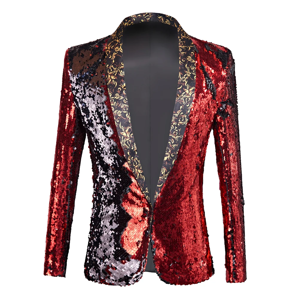 Mens Shining Plus Size Handmake Black Blazer DJ Singers Nightclub Costume Stylish Suit Jacket Stage men\'s suits sequined jacket