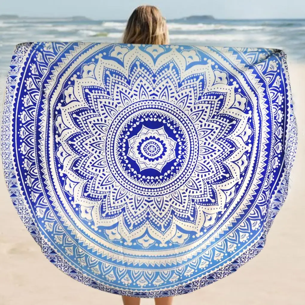 Fader Color Round Chiffon Tippet Tablecloth Beach Towel Round Mat