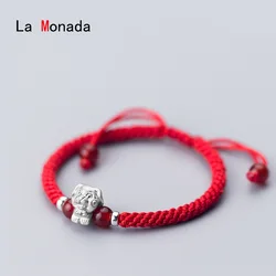 La Monada S 999 Pure Sterling Silver Chinese Zodiac Red Rope Women Bracelets Red Thread For Hand Line String Bracelets For Women