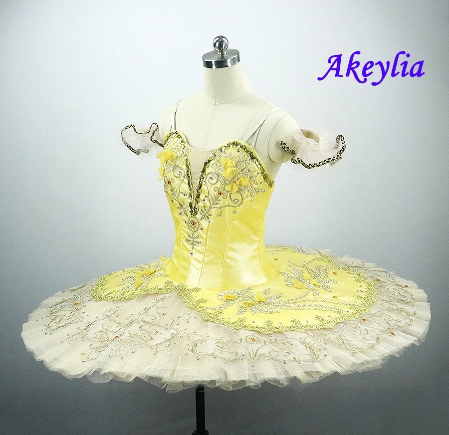 Yellow ballet tutu for girls professional competition skir pink peach children ballet costume pancake tutu stage dance wear 9233