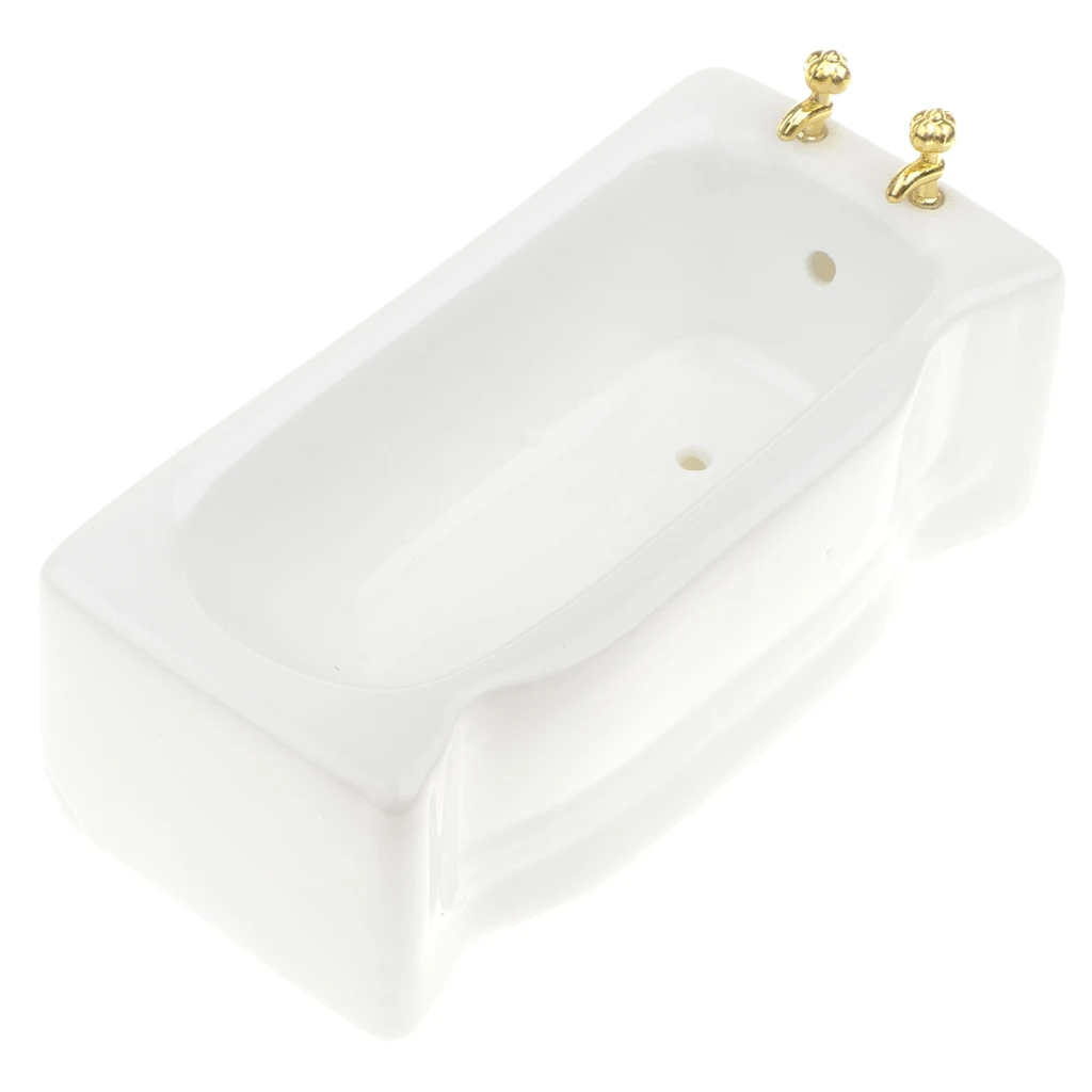 1:12 Dollhouse White Porcelain Bath Tub Miniature Bathroom Furniture Accessory Life Scenes Decoration