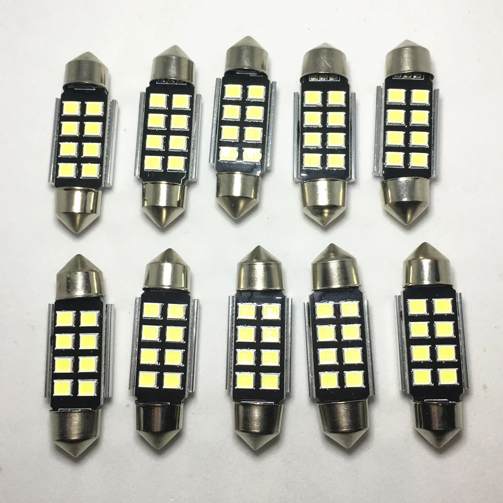 10pcs Festoon 31mm 36mm 39mm 41mm LED CANbus C5W led ERROR FREE 5630 5730 8 smd interior reading white ice blue bulbs dome lamps