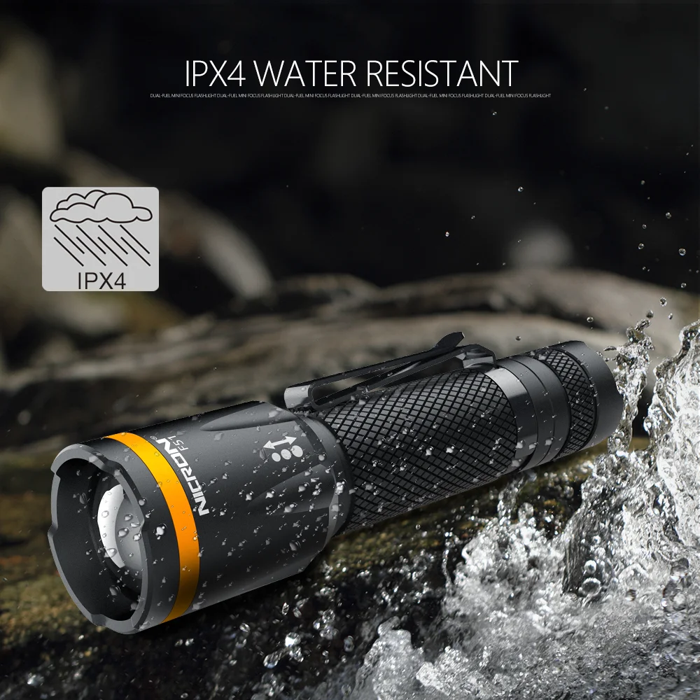 NICRON F51 Zoomable LED Flashlight 600 Lumens 14500 Li-ion Battery IPX4 Waterproof For Riding Outdoor Mini LED Torch Light