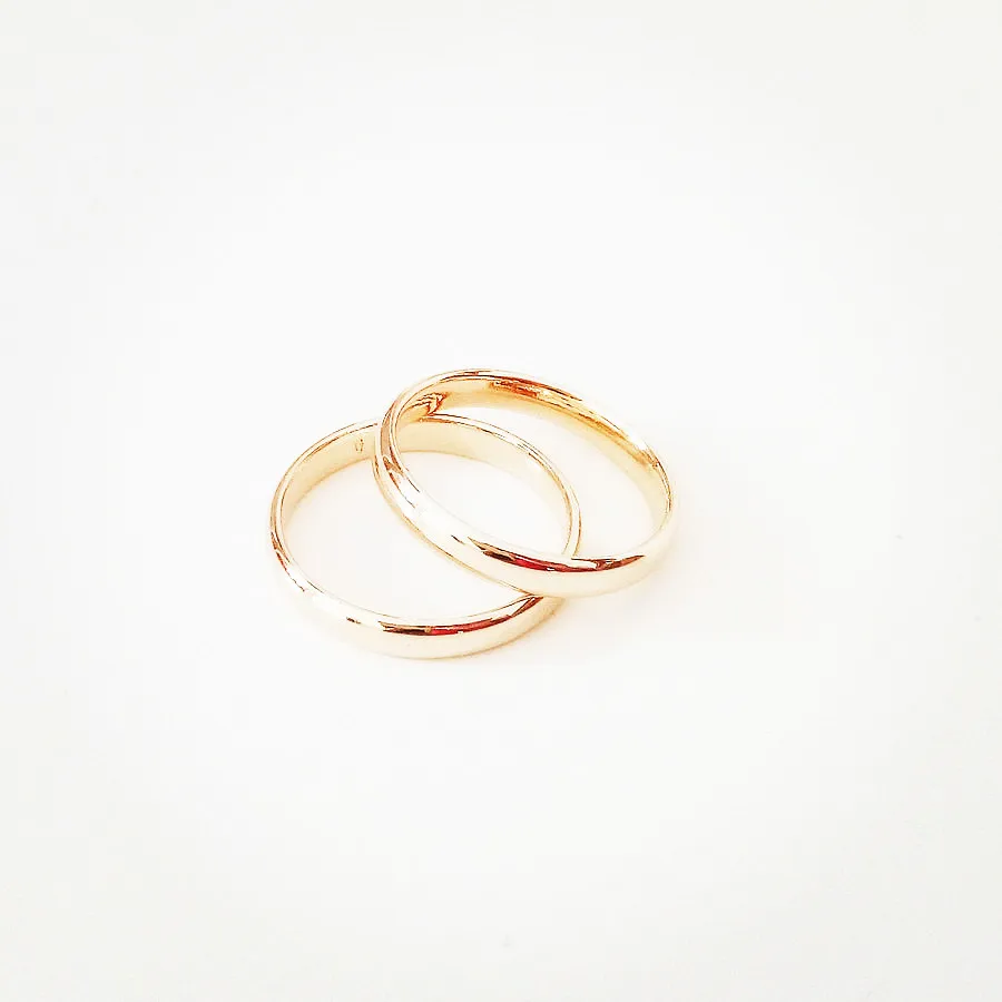 Ring for Couple  Rose 585 Gold Color Women Men Jewellery Engagement Ring 4MM Width Slim Wedding Rings