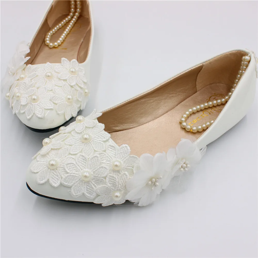 New plus-size flats sell like hot cakes Wedding flat heels white bridal shoes hand-made wedding shoes in ChinaBH175