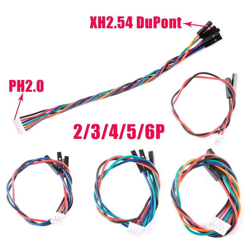 5PCS PH2.0 Male To 2.54 Dupont Head 2P/3P/4P/5P/6P 2.0 Pitch Plug Electronic Wires Cables Line Terminal Socket Length 15CM