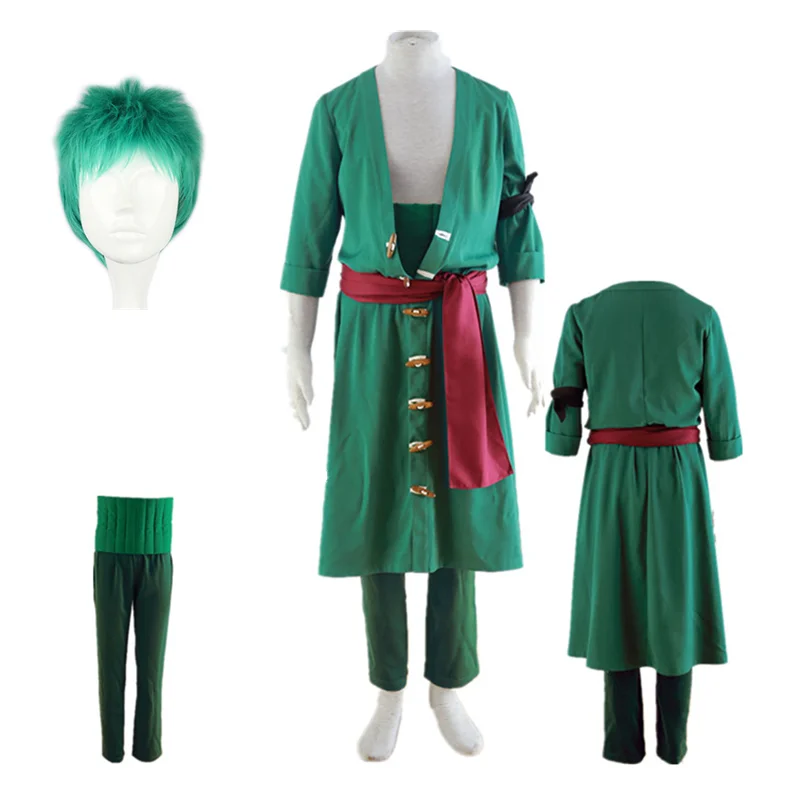 

Anime cosplay Roronoa Zoro Costume Green Coat Pants Men's Suit Halloween Cosplay Costume Halloween