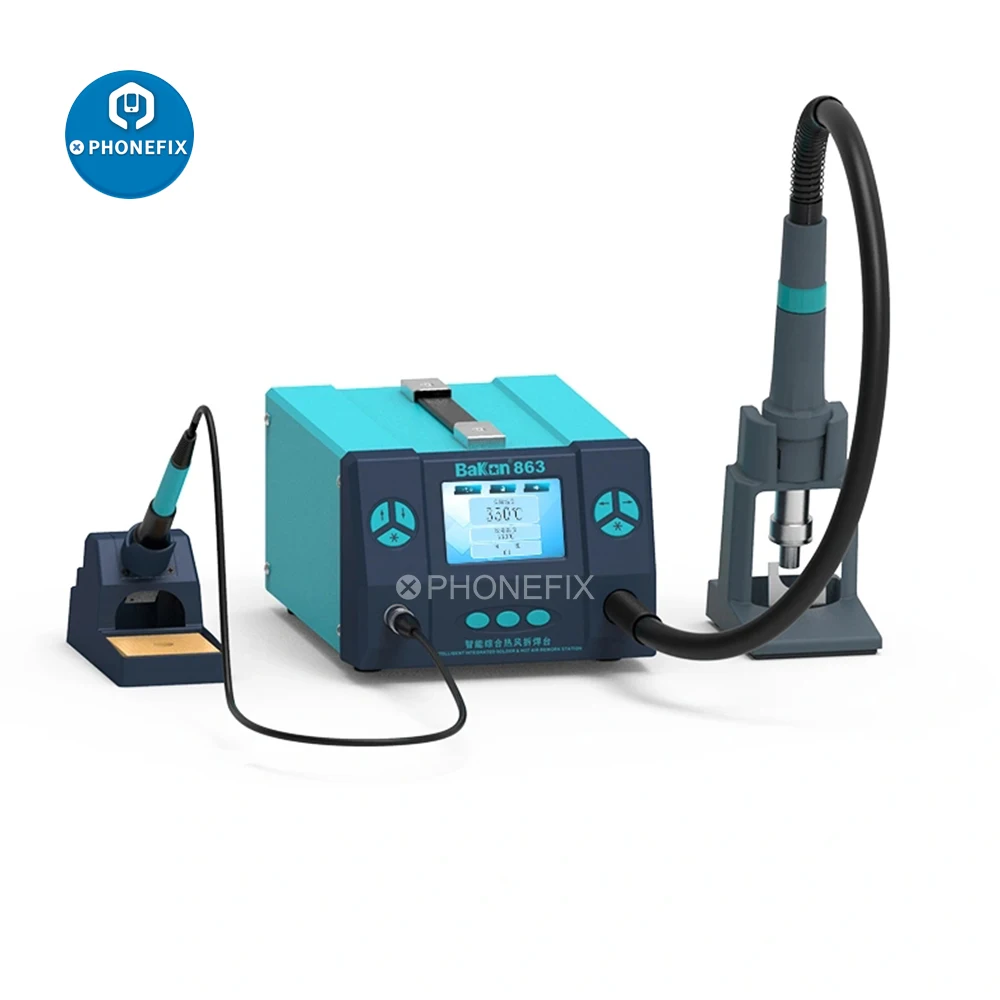 

Bakon BK863 Rework Soldering Station 2 In 1 Hot Air Soldering Iron LCD Digital Display 1000W Welding Station BGA PCB IC Repair