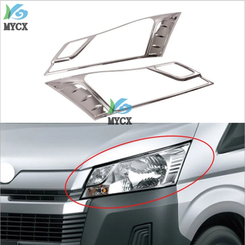 For Toyota Hiace Granvia Commuter 2019 2020 Front Head Light Lamp Detector Frame Sticker Styling Cover Trim Accessories