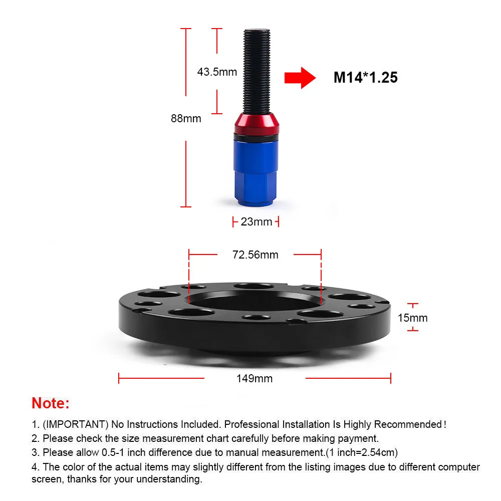 15mm 5x120mm 72.56mm Hubcentric Wheel Spacers M14x1.25 Tapered Bolts For BMW F Series F10 F12 F13 F01 F02 F30