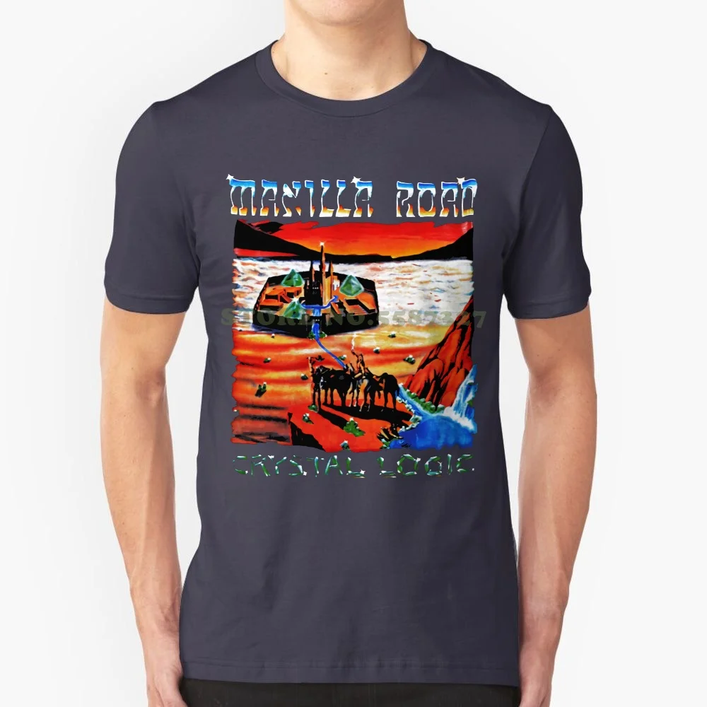 Manilla Road Band Crystal Logic 1983 Album Cover T Shirt Print Short Sleeve Tshirt