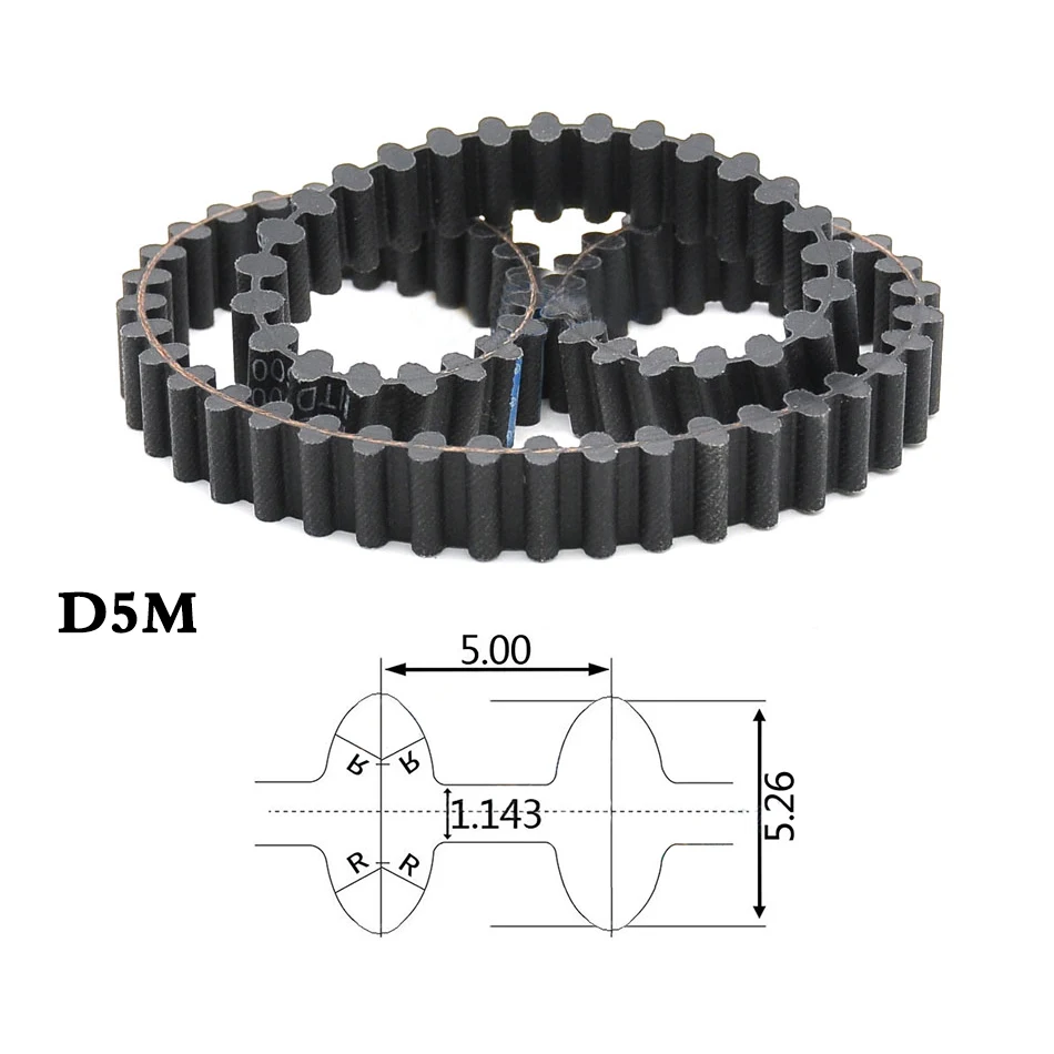 1Pcs D5M625-D5M740 Double Side Timing Belt Double-sided Toothed Synchronous Belts Width 15/20/25mm