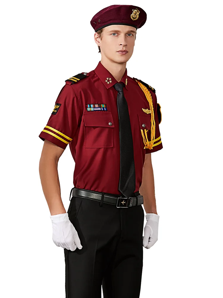 不動産コンシェルジュサービス制服画像スーツシャツ+パンツ夏用セキュリティ服半袖長袖スクエアカラーシャツ