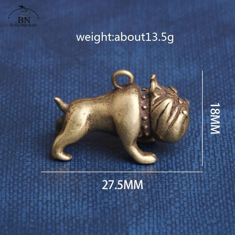 Handmade Solid Brass Pug Dog Keychain Pendnats Vintage Copper French Bulldog Key Chain Ring Hanging Jewelry Friends Keyring Gift