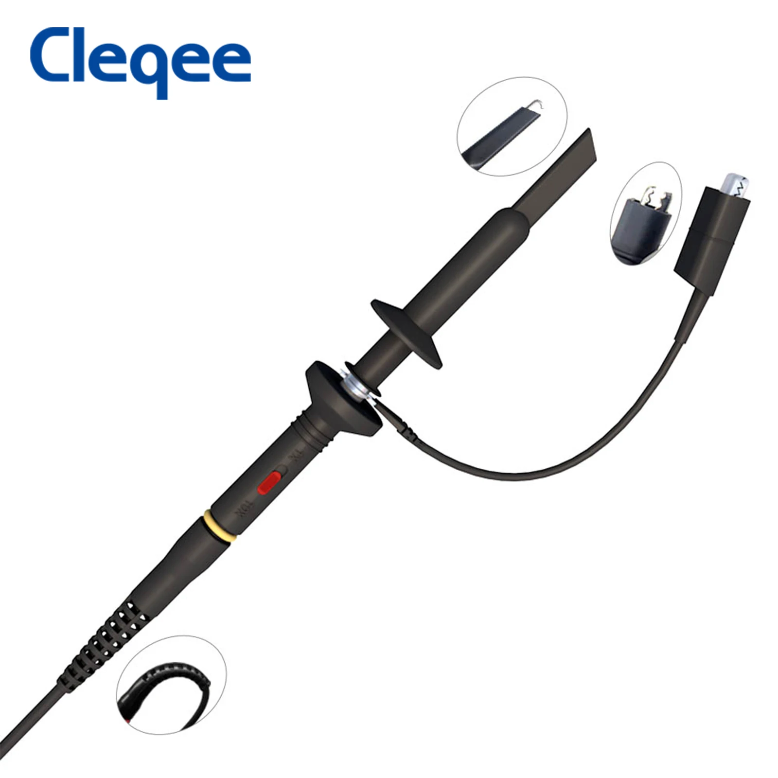 Cleqee X1 X10 100Mhz السلامة معزول بالكامل راسم الذبذبات كليب مجسات مع نهاية BNC إلى Minigrabber هوك اختبار الرصاص مجموعة ملحقات
