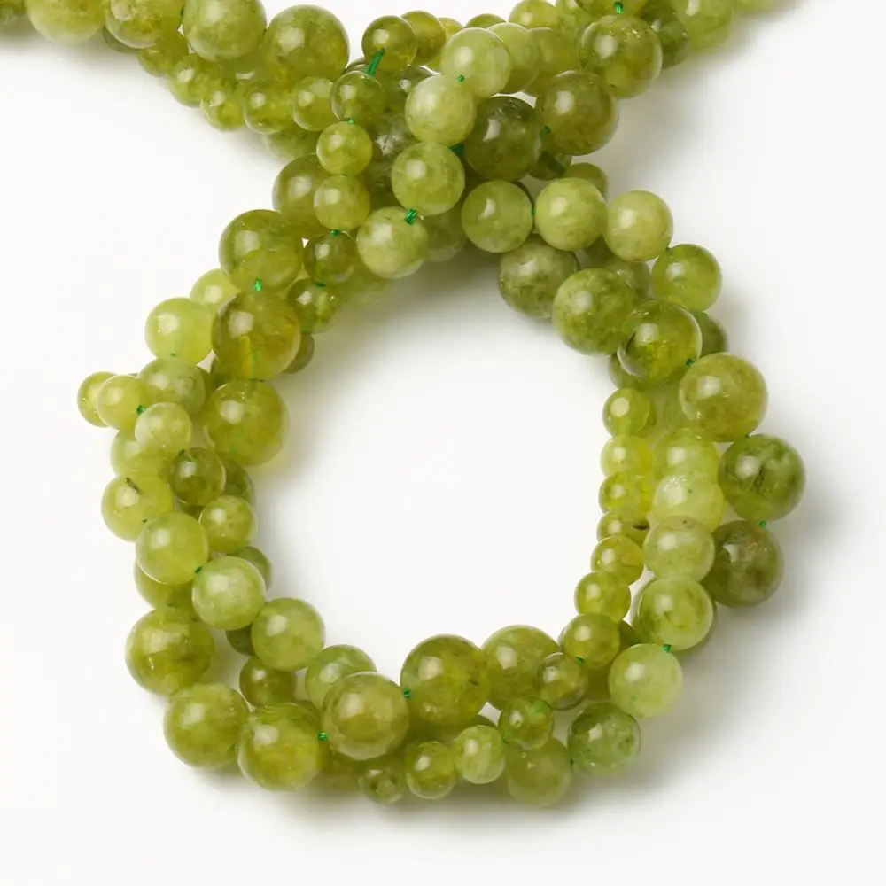 Natural Stone Green Peridot Round Loose Spacer Beads For DIY Jewelry Making Bracelet Necklace Accessories 15\'\'Inches 6 8 10mm