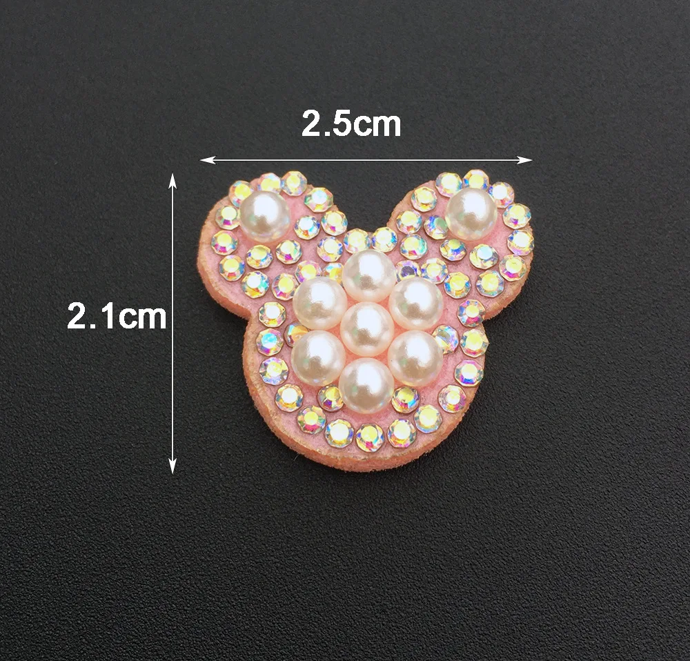 Mickey Beaded Cartoon Stickers, Rhinestone Patch for Hat, Handmade Beaded Applique, Sew On, 2.2x2.5cm