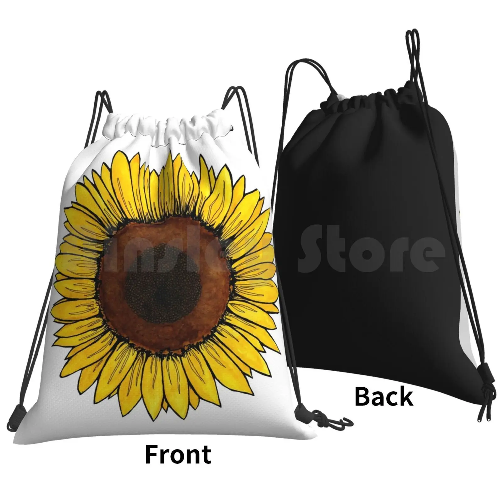 Friday Backpack Drawstring Bags Gym Bag Waterproof Sunflower Nature Yellow Flower Flowers Spring Summer Fauna Bright