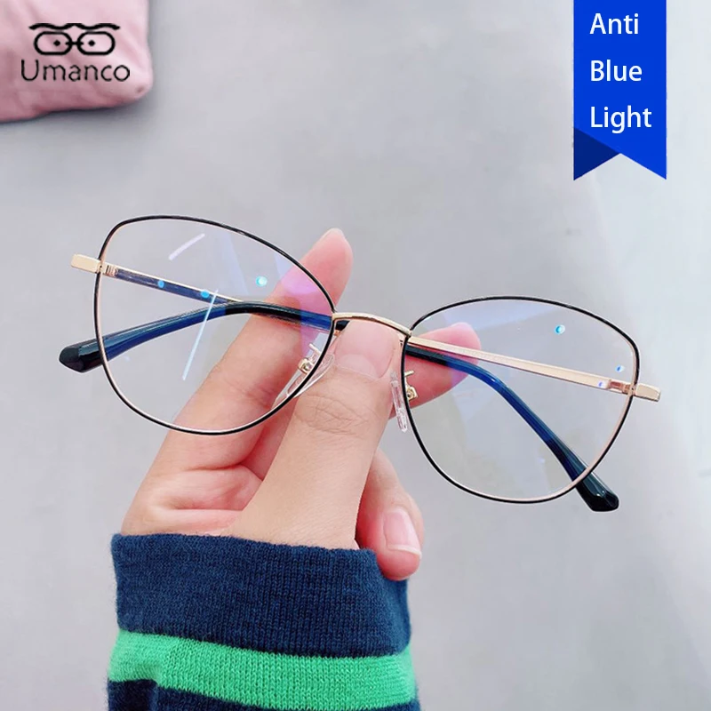

Big Metal Frame Sexy Cateye Anti Blue Light Glasses For Women Vision Care Ultralight Optical Prescription Spectacle Frames