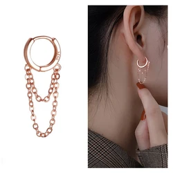 Trendy Rose Gold Tassel Drop Earrings For Women Jewelry Fashion Silver 925 Sterling Earring Girl Birthday Gift Lady Long Earring