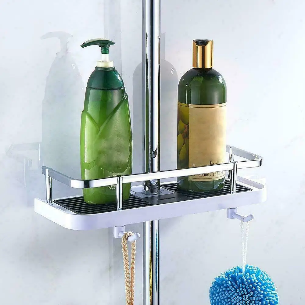 Bathroom Shelf Shampoo Tray Stand No Drilling Floating Shelf Wall Shower Storage Holder Rack Organizer Household Item