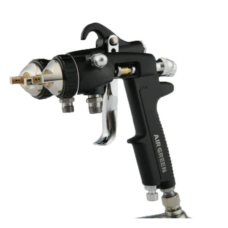 1.4mm newest type Double Nozzle Spray Gun,Pressure Feed Spray Gun, Nano Chrome Paint Sprayer , Dual Head Pneumatic Sprayer