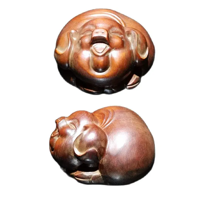 

vintage antique wooden carved pig carving wood sculpture home decor handle piece decor carved figurines living room nordic