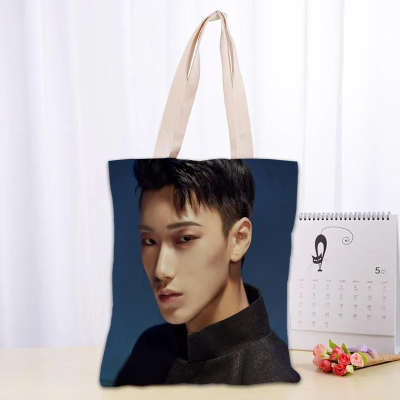 Borse per la spesa personalizzate Ateez KPOP 30x35cm Tote Bag borsa riutilizzabile borsa a tracolla da donna pieghevole 0918