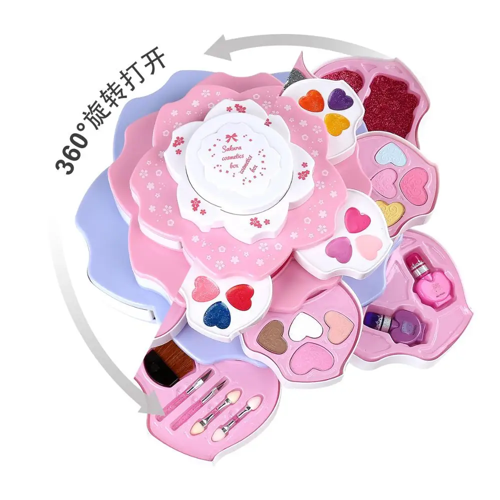 Children Make Up Toys Cosmetic Table Fashion Beauty Big Set Safe Non-toxic Easy To Clean Makeup Kit for Dress Girl Indoor Toys