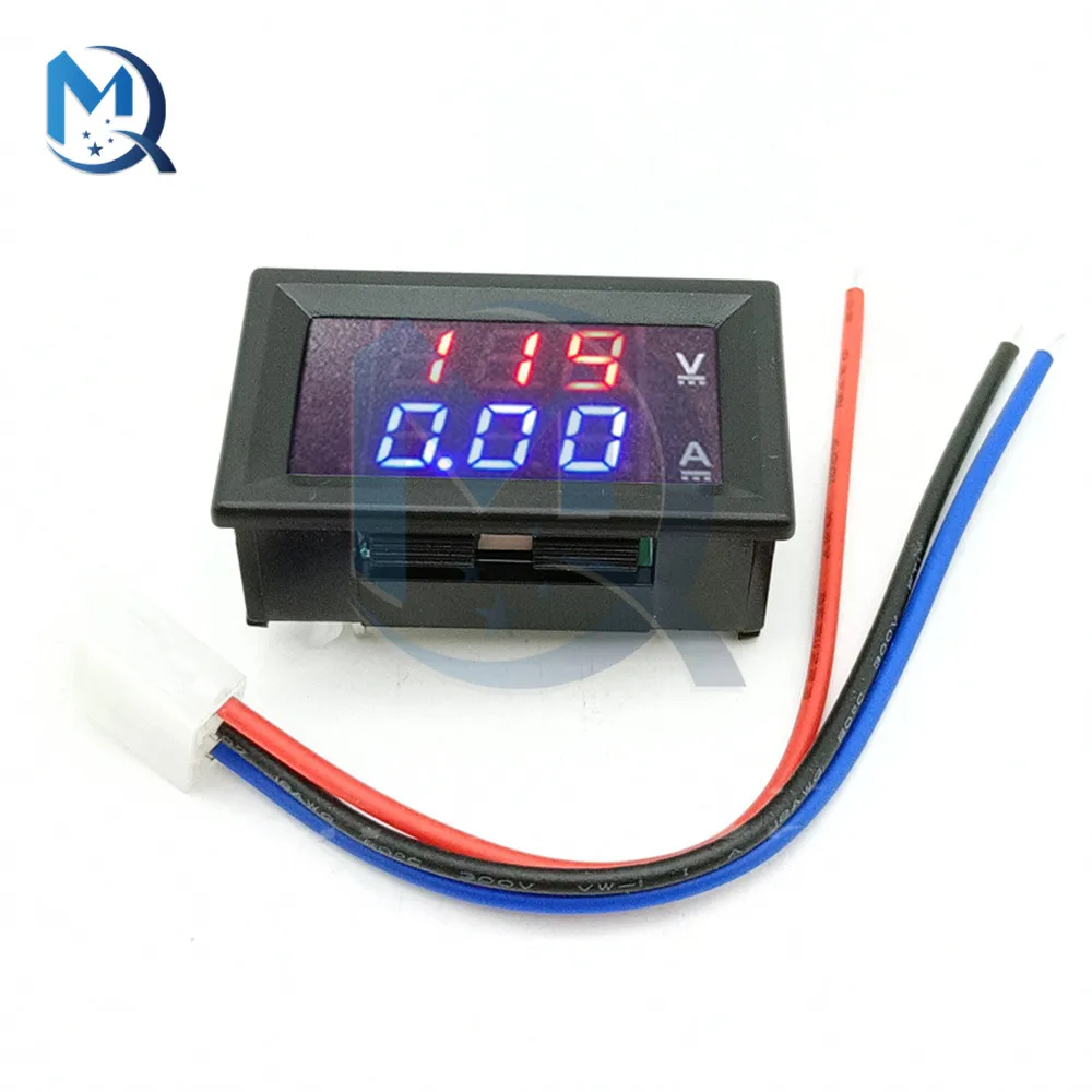 DC6-120V Voltage Current Meter Dual Display 10A/50A/100A Three-Wire Current Voltmeter Red Blue Display Digital Voltmeter Ammeter