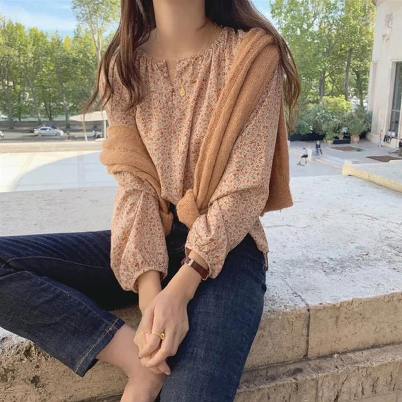 Blouses Women Summer Floral Casual Pullovers All-match Daily Fashion Harajuku Elegant Temperament New Vintage Clothing Tunic Top