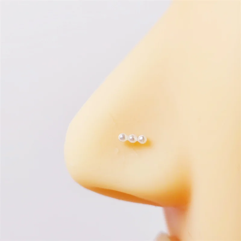 

925 Sterling Silver pearl nose Stud bone nostril piercing 24G Nose Piercings Jewelry 20pcs/pack