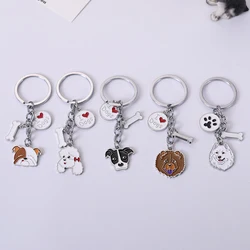 Cute Dog Keychain Metal Pet Memorial Keychain Lovely Animal poodle Chow Chow Bulldog Pendant Bag Charm Jewelry gifts