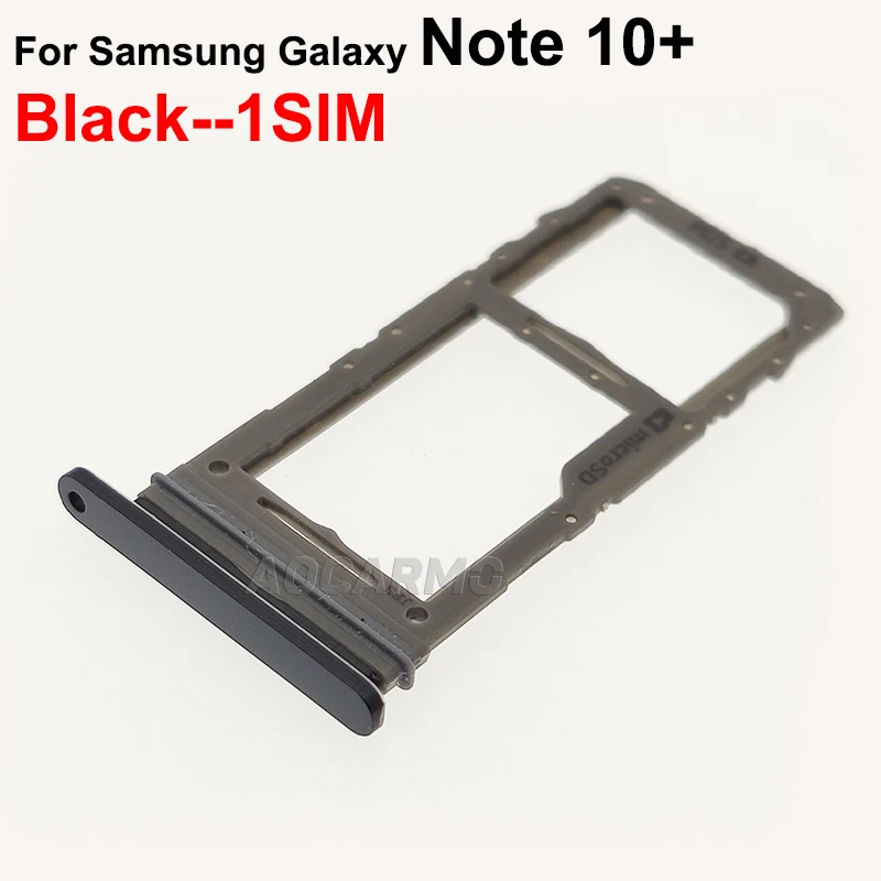 Aocarmo Single Dual SIM Card For Samsung Galaxy Note 10 Plus 10+ Metal Plastic MicroSD SimTray Slot Holder Replacement Parts