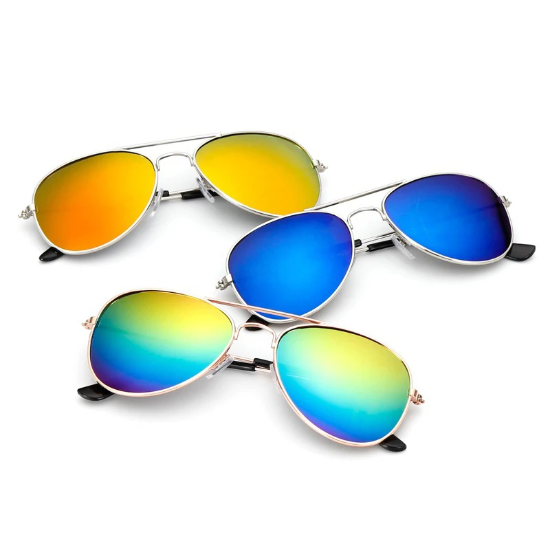 

UV400 Classic Sunglasses Girls Colorful Mirror Children Glasses Metal Frame Kids Travel Shopping Eyeglasses