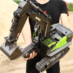 Newest Huina 1593 22-Channel Multi-function Screw Drive Alloy Excavator Model Engineering Car Track Toy