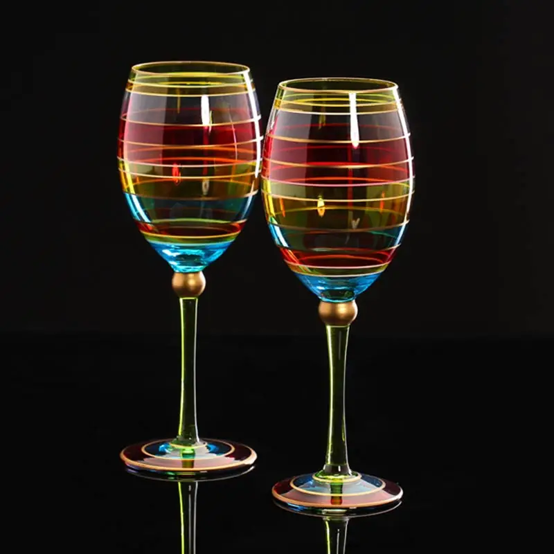 400ml Printed Wine Glasses Creative Hand Painted Champagne Cup Goblet Lead-free Glass Cup Home Bar Wedding Party Drinkware Gifts