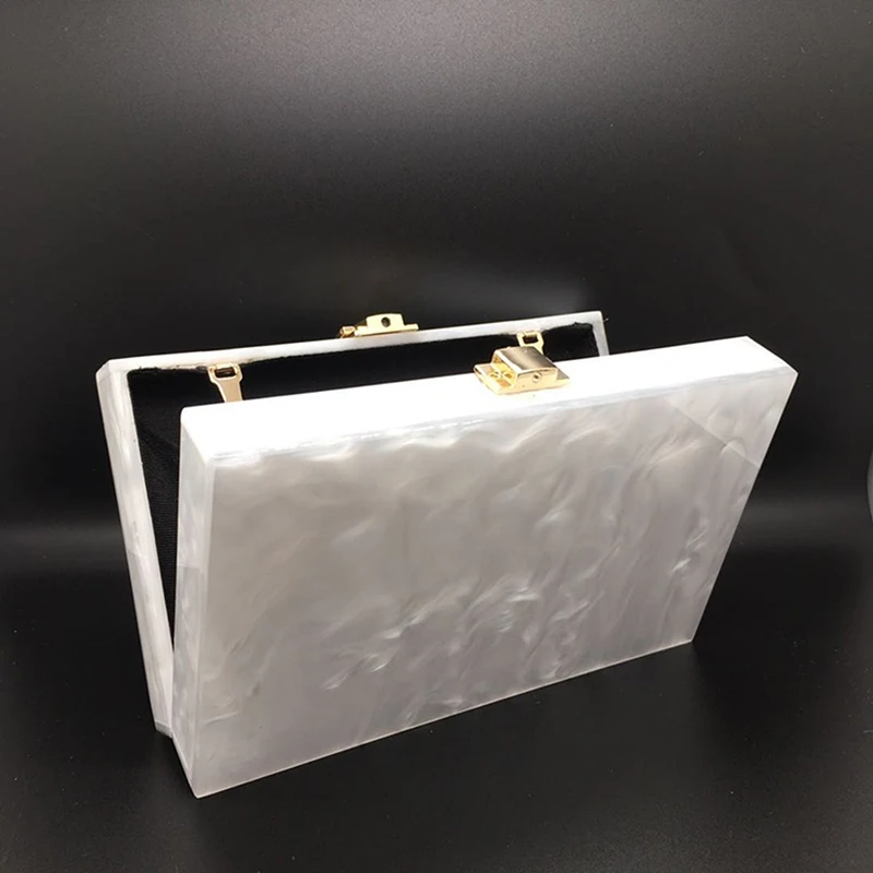 Luxury Brand Handbag Solid Pearl White Acrylic Clutch Purse Designer Chain Shoulder Crossbody Bags Mini Wallet Party Evening Bag