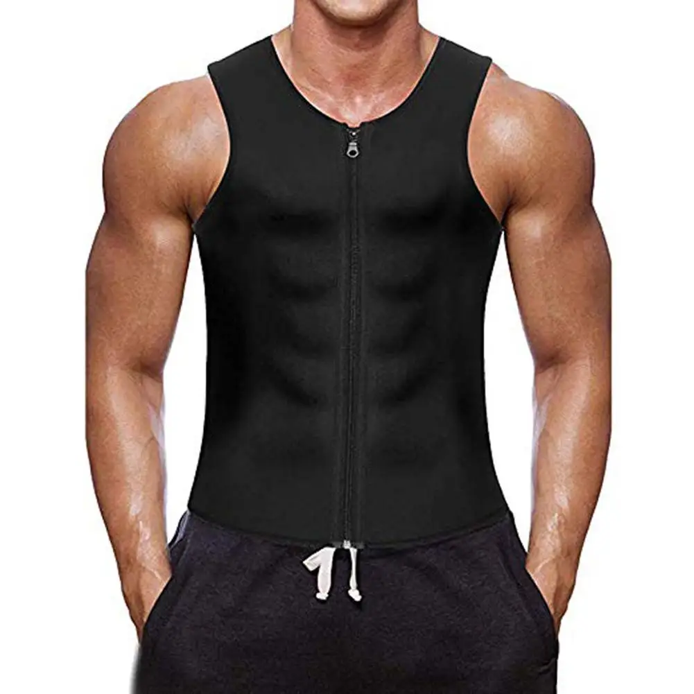 

Fashion Summer Vest Men Sports Neoprene Compression Clothing Casual Sweat Vest Body Shaper Zipper Slimming Sauna Corset Tank Top