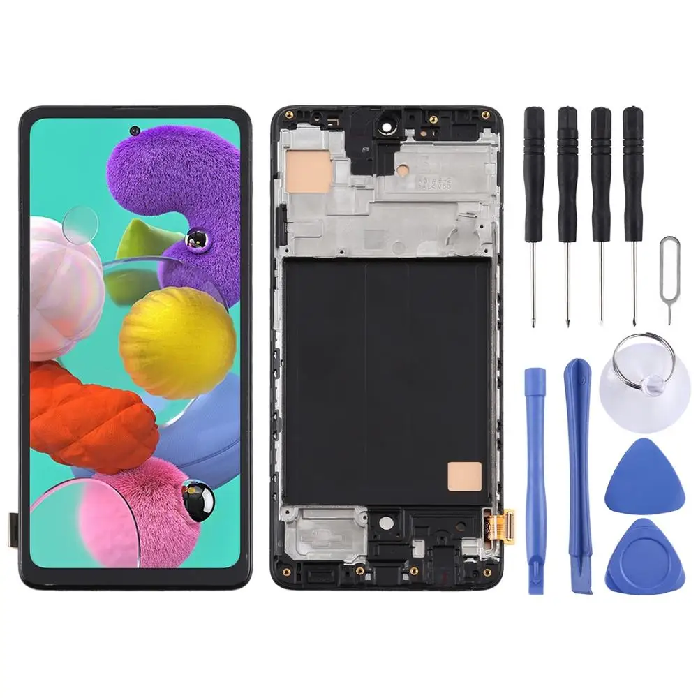 

LCD Screen and Digitizer Full Assembly With Frame for Samsung Galaxy A51 TFT Material