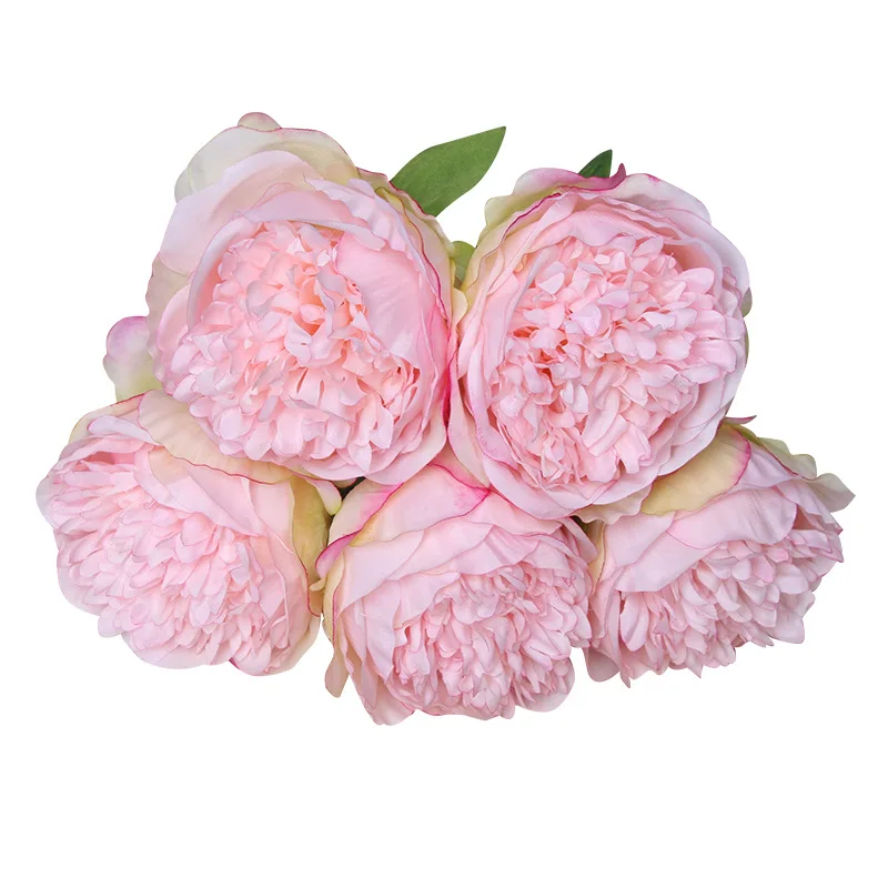 1Bunch 5heads Big Artificial Peony Decorative Party Silk fake Flowers Peonies For Home Hotel decor DIY Wedding Decoration wreath