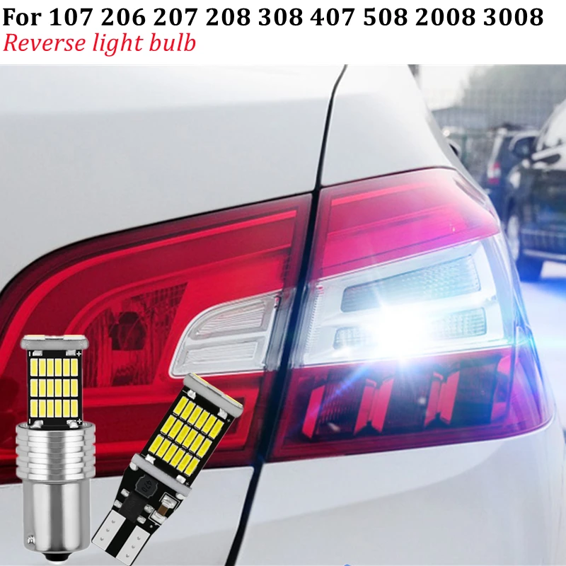 

2x Backup LED light For Car Peugeot 107 206 207 208 308 407 508 2008 3008 Reversing lights 912 W16W T15 BA15S P21W 382 LED light