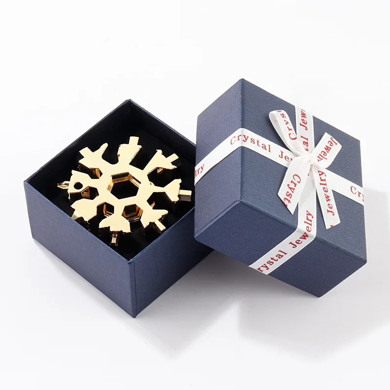 Clé Allen flocon de neige 18 en 1 avec boîte cadeau, combinaison d'outils, Portable avec porte-clés, outil pour la maison