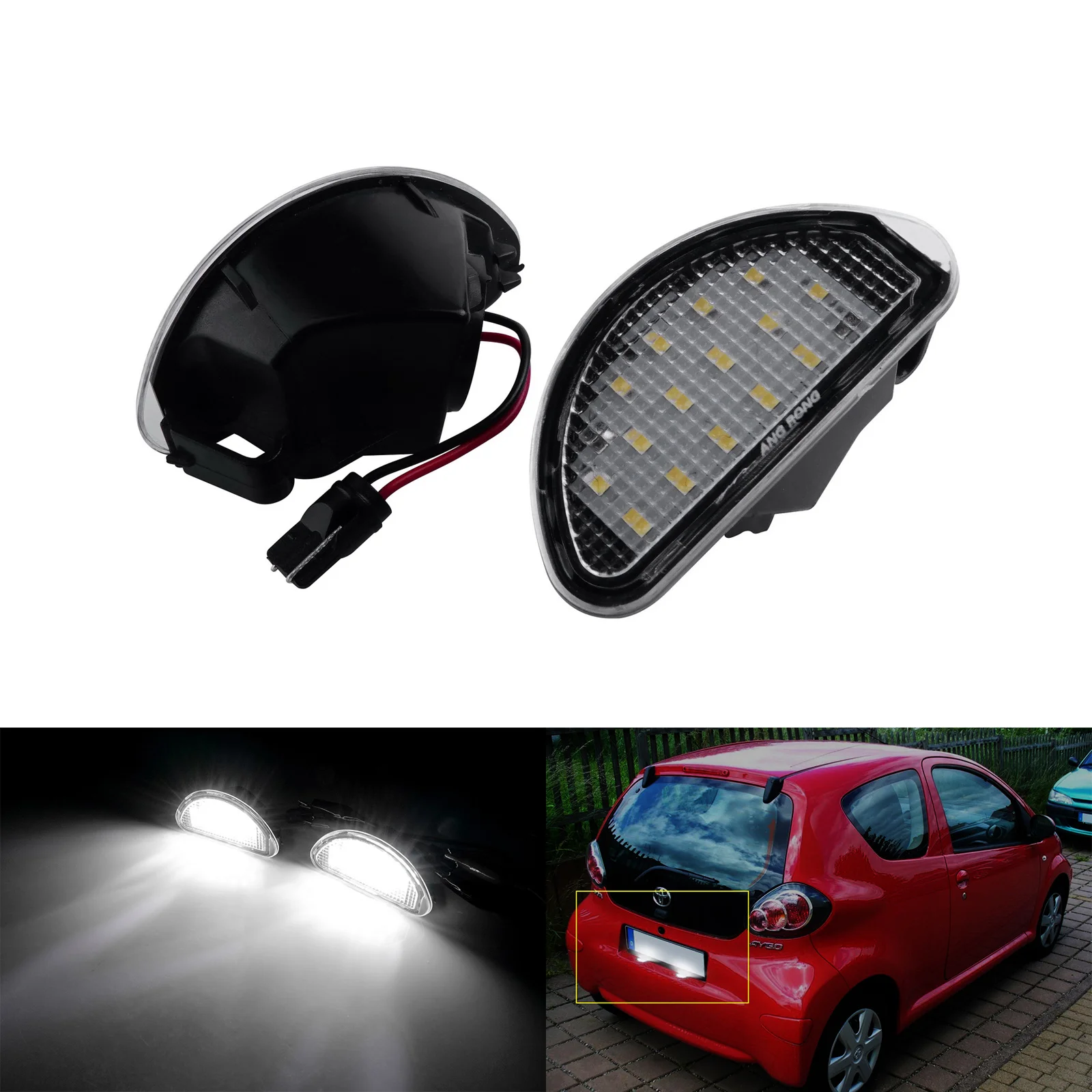 

ANGRONG 2x Canbus белые светодиодные лампы освещения номерного знака для Toyota Aygo 2005-2014